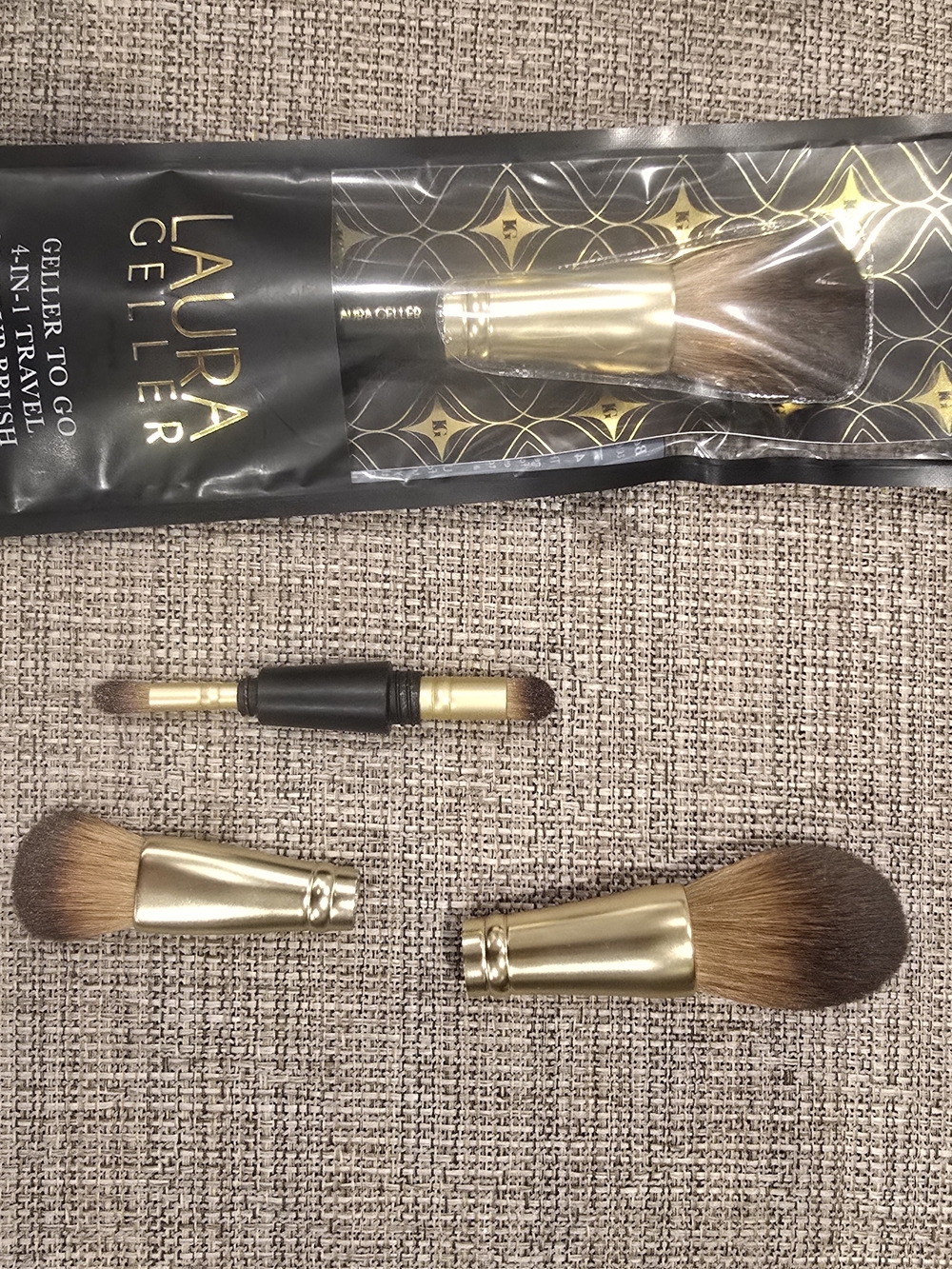 Laura Geller 4 In 1 Makeup Brush — Gold and Brown Bristles - Picture 3 of 3